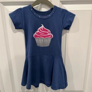 Hannah Sky Blue Dress with Pink Cupcake Design